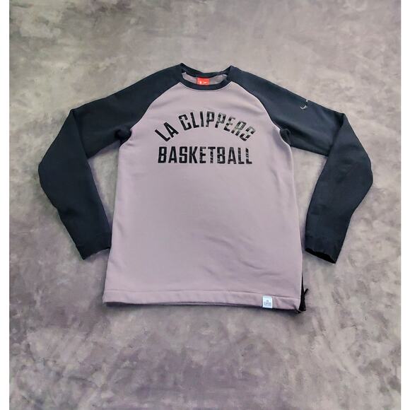 Nike Los Angeles Clippers Sz S Grey Black Crewneck Sweater Mens NBA C22-14 - Picture 1 of 11